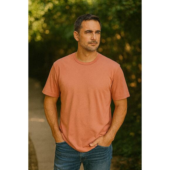Brooklinen Men's SZ L Cotton Modal Blend Prospect Tee in Rose NWT Super Soft - Picture 1 of 5